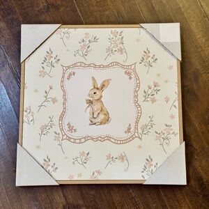 Floral Bunny with bow Wall Art